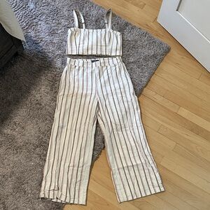 Abercrombie & Fitch Cream and Brown Striped Two piece set